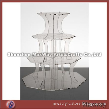 Clear Octagonal Promotional Acrylic 4 Tiers Tower Wedding Cup Cake Display Stand Rack